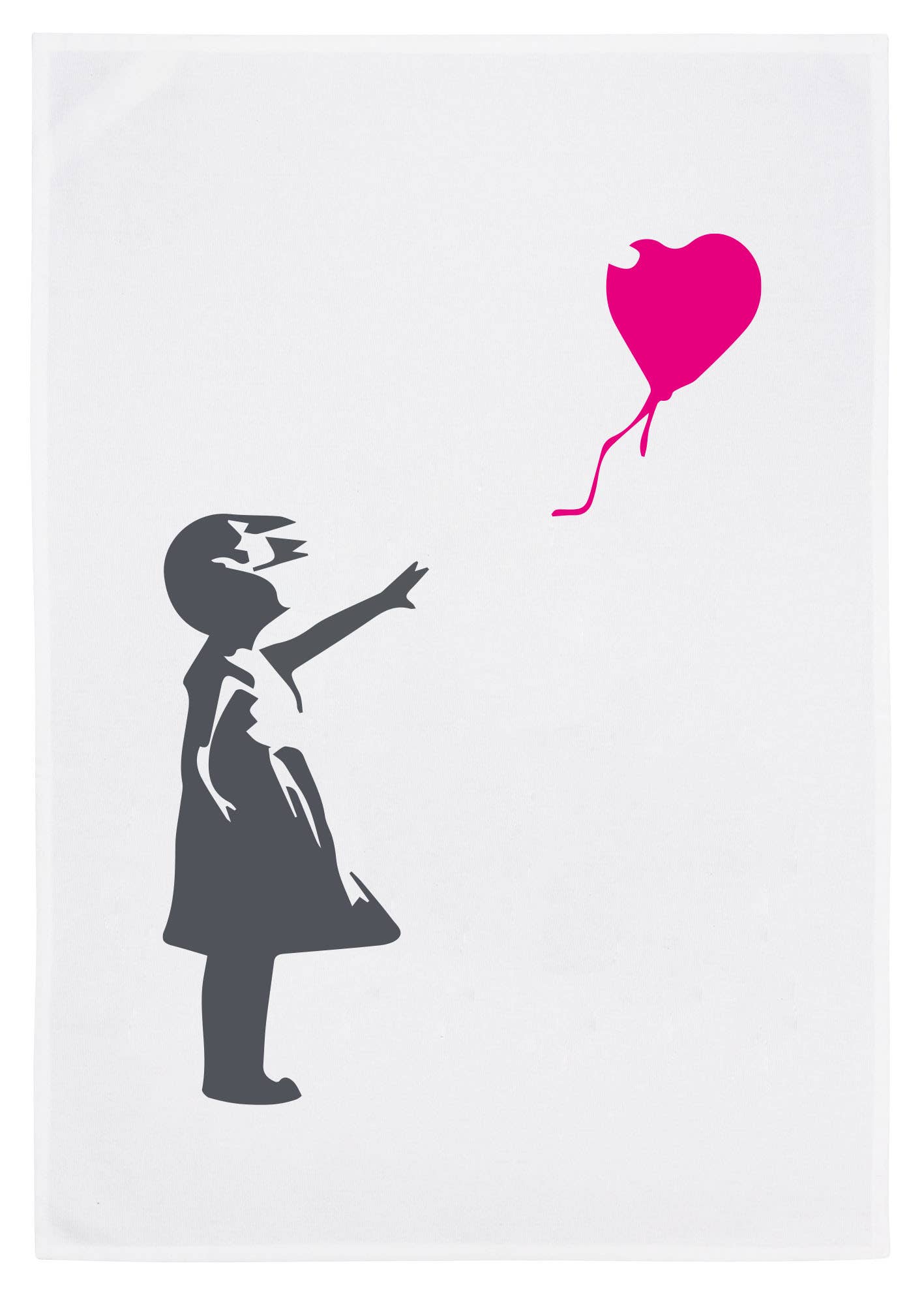 17;30 - Geschirrtuch weiß, Streetart Dreamer - Girl with Balloon