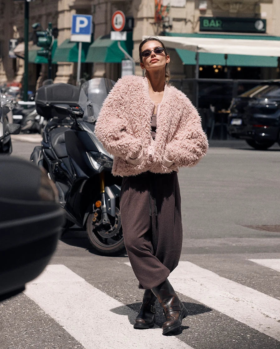 Jacke fluffy in soft pink