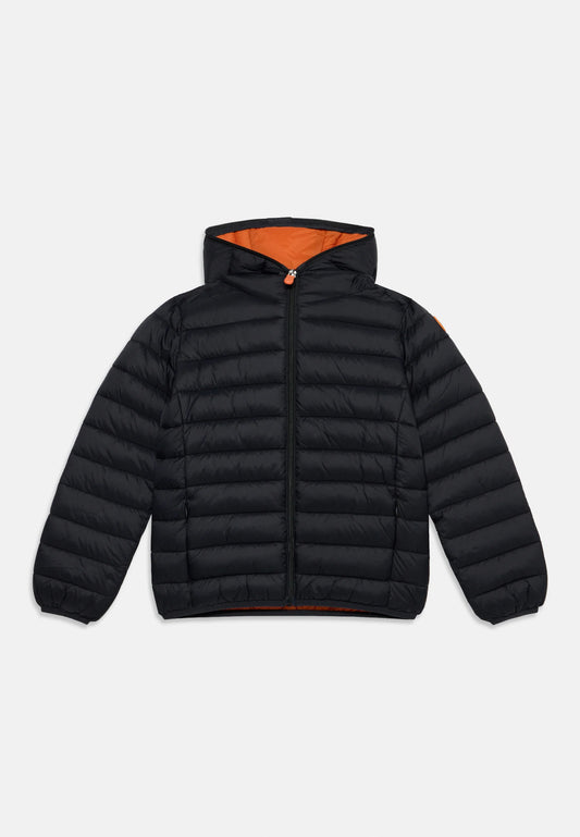 JUNGEN-STEPPJACKE MOD. DONY in schwarz/orange