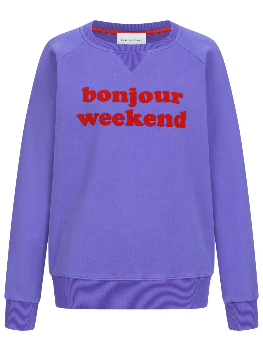 Another Brand Sweatshirt bonjour weekend lila