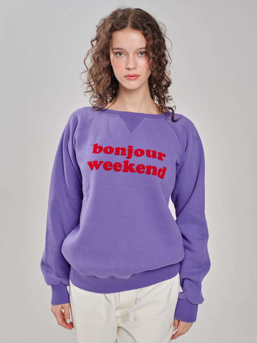 Another Brand Sweatshirt bonjour weekend lila