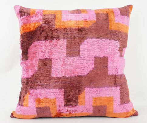 Kissenhülle rosa-orange-braun