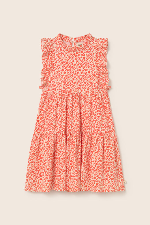 PERLAK160s6 Animal Print cotton dress tomato